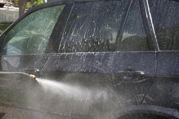 Car was with pressure washer