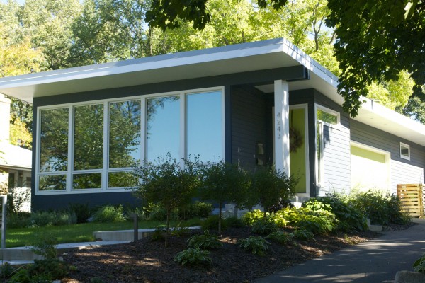 Blue contemporary green door