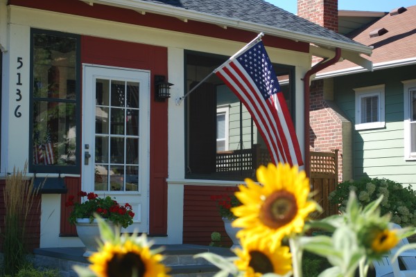 Red house close up